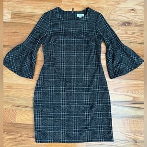 NWOT Calvin Klein Black and Gray Tweed Dress